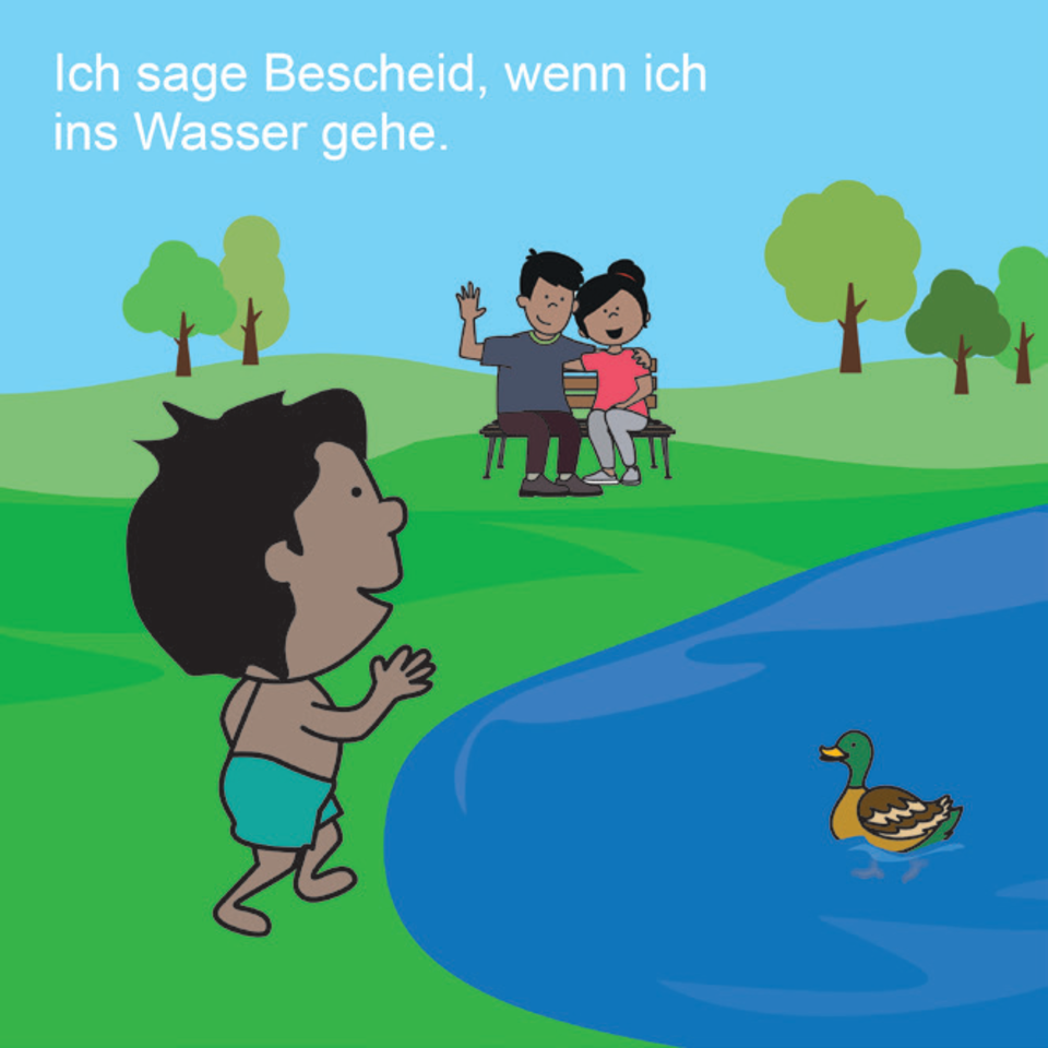 Baderegel: Ich sage Bescheid, wenn ich ins Wasser gehe.