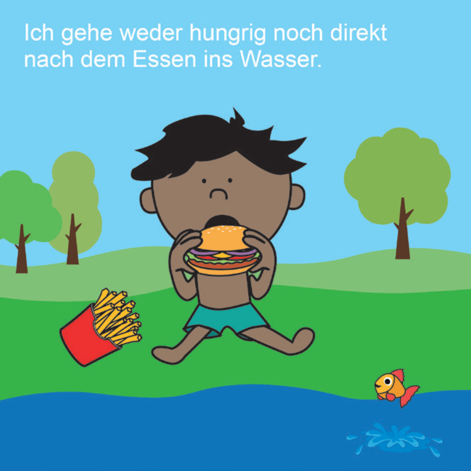 Baderegel: Ich gehe weder hungrig noch direkt nach dem Essen ins Wasser.